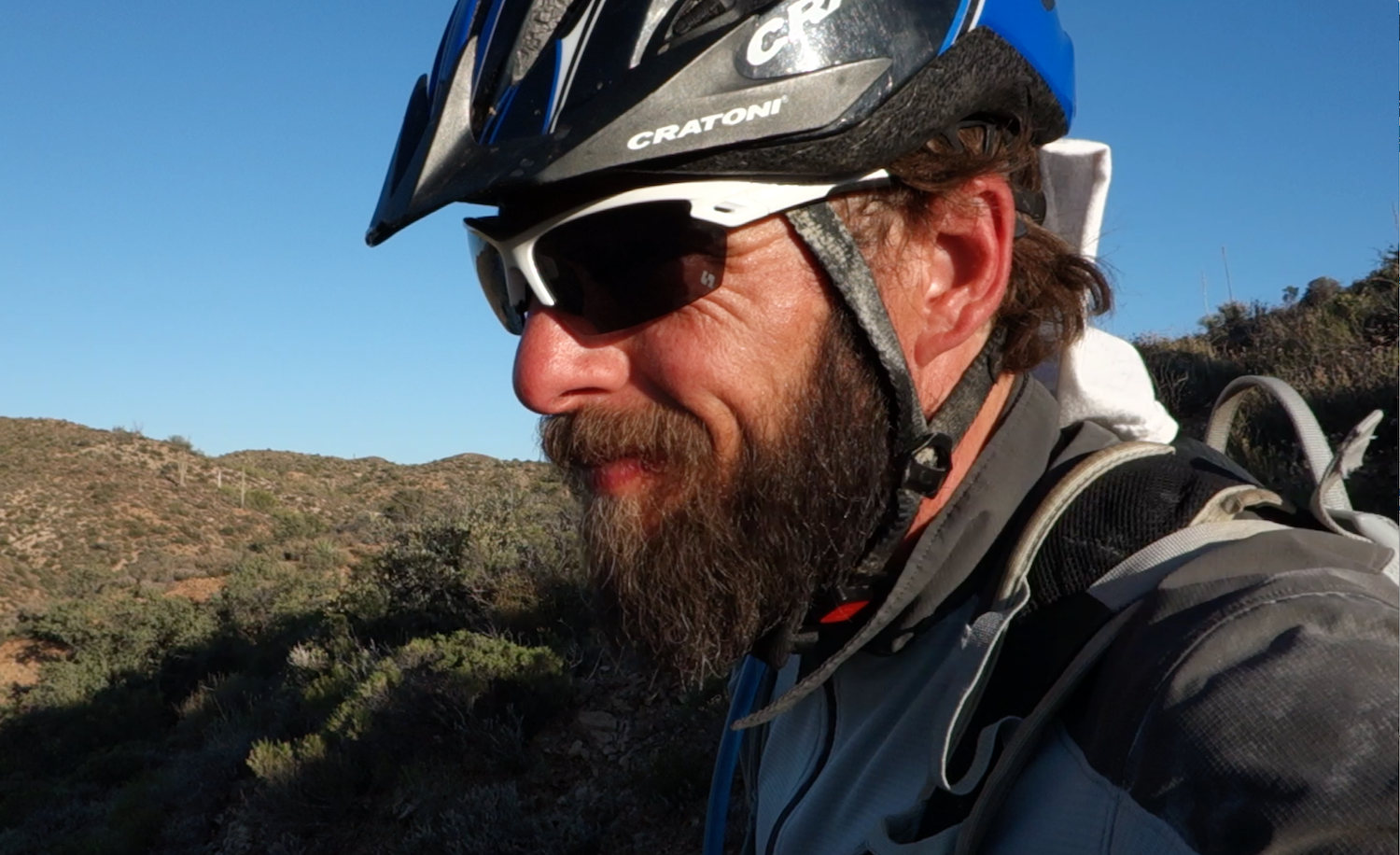 Sunset on thunder mountain trail, rocks look orange in the late sunlight
